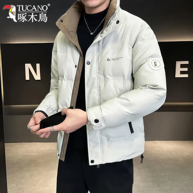 啄木鳥棉服男青年冬季休闲新款立领帅气加厚时尚短款保暖休闲外套