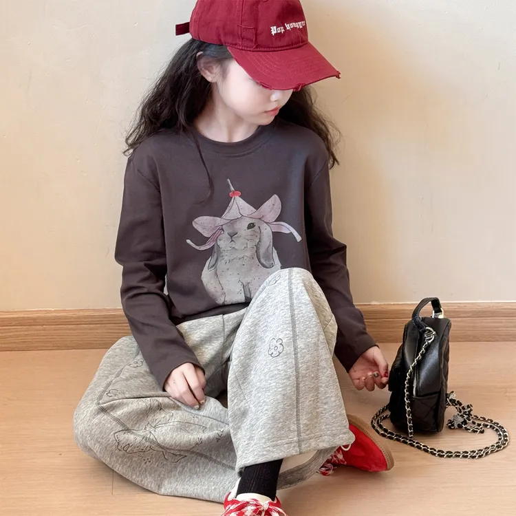 春秋女童长袖套装2025新款女孩韩版打底衫儿童T恤女大童秋装卫裤9