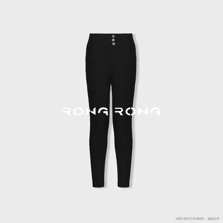 溶溶【羽绒小黑裤】RONG  90白鹅绒钻石珠地纹三防高腰收腹裤 W8620