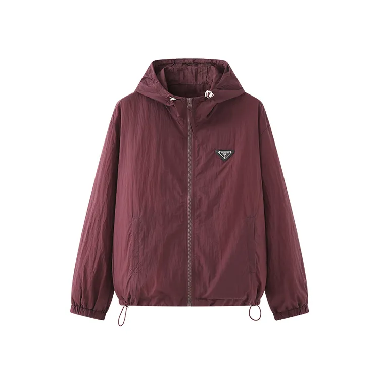 户外运动必备！轻薄不厚重~倒三角标抽绳百搭连帽长袖上衣外套