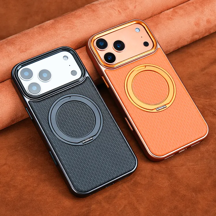 【iPhone17专属】适用苹果17ProMax皮质手机壳iPhone16旋转支架外壳