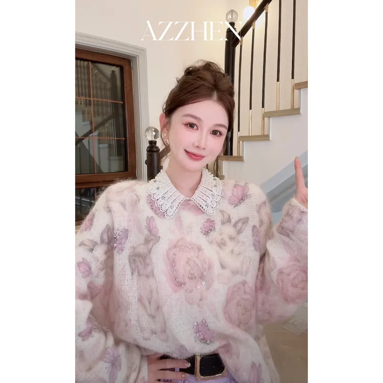  （七夕新款）AZZHEN【芭比兔兔】马海毛兔子重工毛衣AZ4KBS56-00