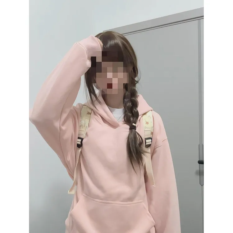 流光风韩版简约加绒加厚宽松显瘦连帽卫衣女秋冬情侣上衣高级潮牌