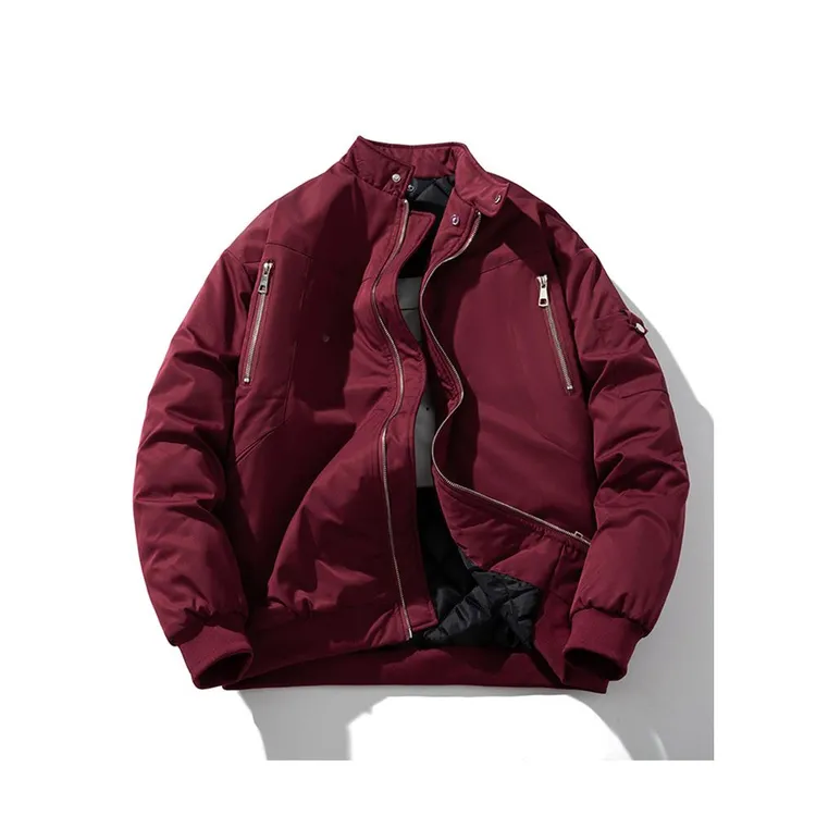 美式覆古立领外套男女纯色百搭工装飞行员夹克秋冬加厚棒球服衣