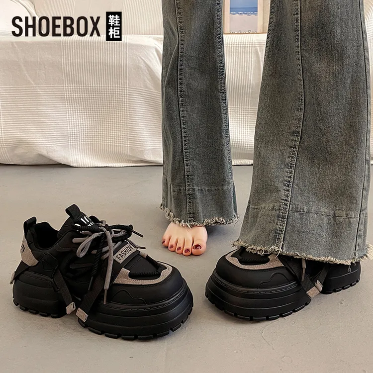SHOEBOX鞋柜厚底松糕老爹鞋女2025新款秋季百搭增高休闲运动鞋
