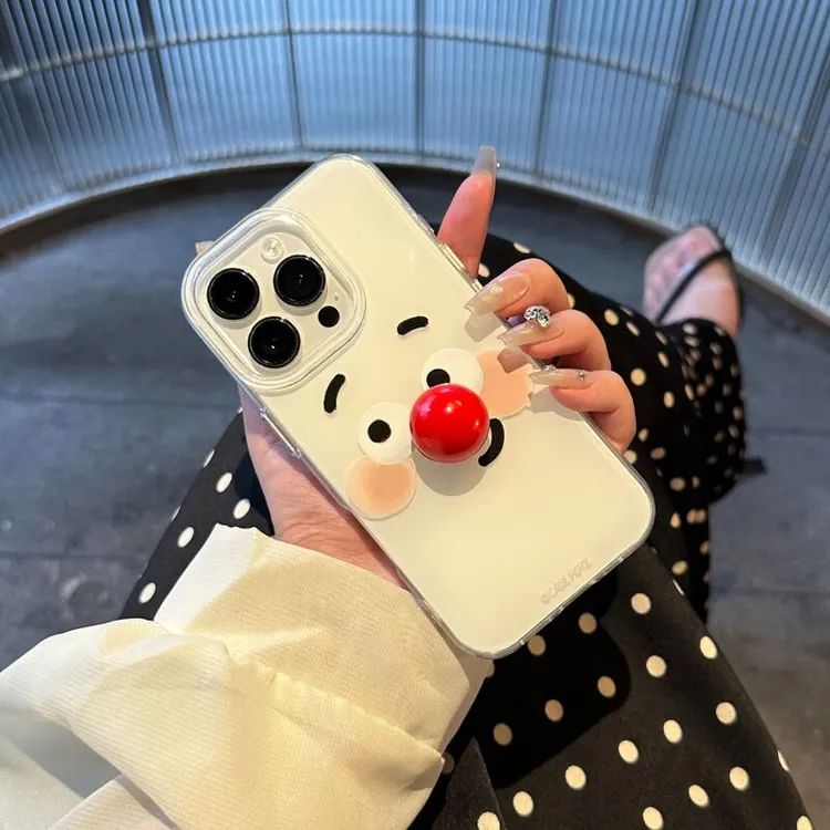 创意趣味卡通立体红鼻子小丑手机壳适用苹果16/13iPhone15promax