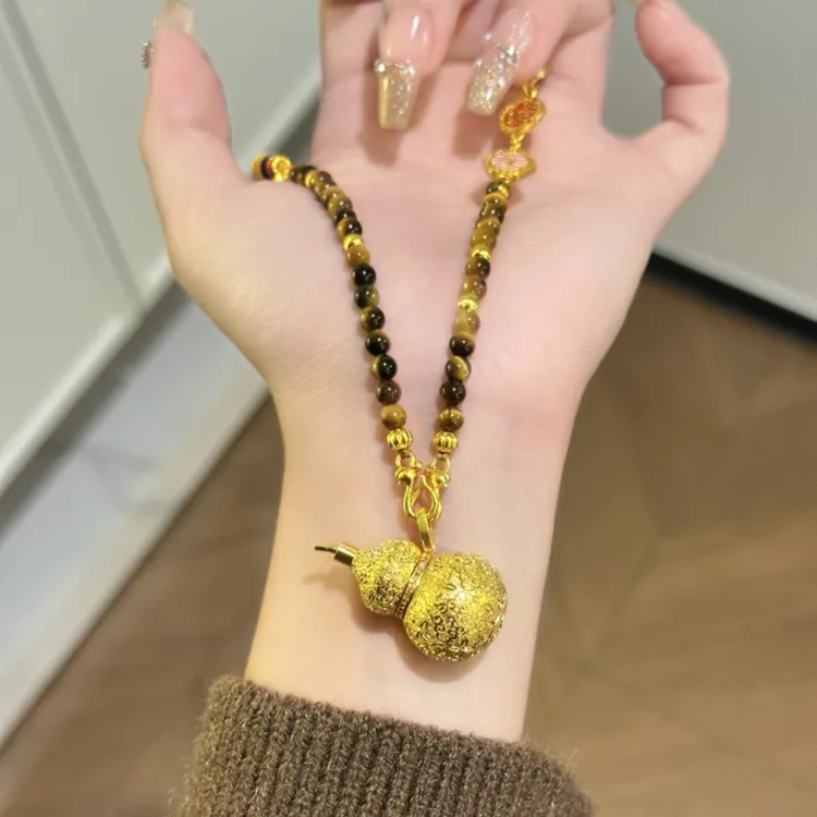 铜合金项链 铜合金项链【丝绒葫芦】新中式百搭毛衣链 X065