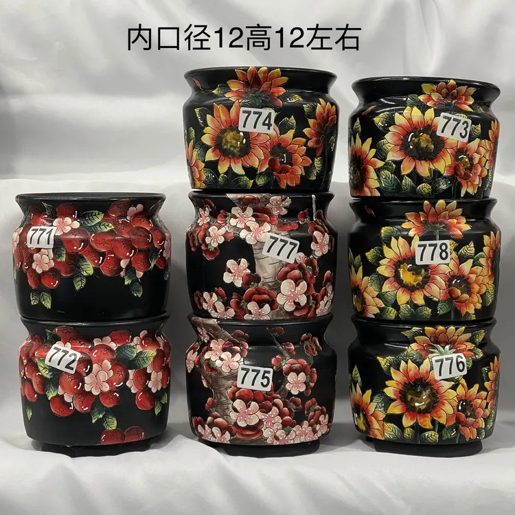 景德镇精工手绘花盆，内口径12高12-12.5左右，红陶材质，透气好