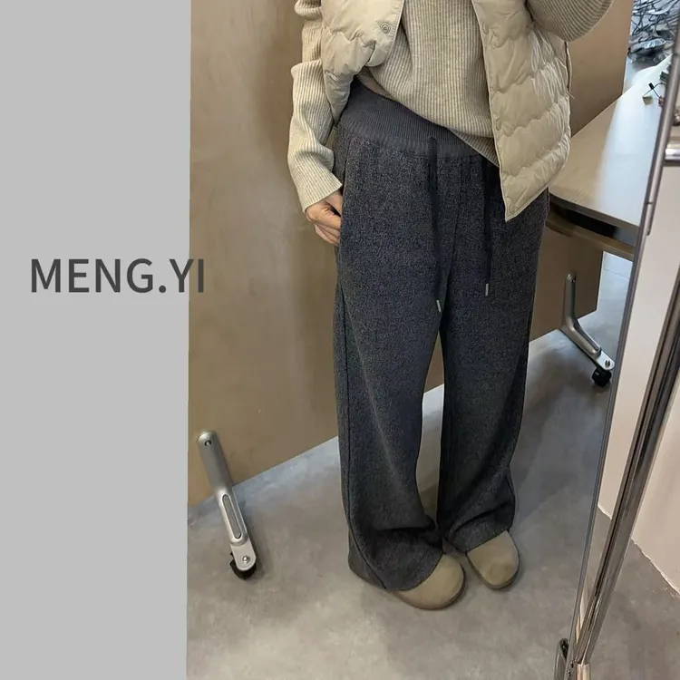MENG.YI新面料花线加厚休闲阔腿裤 5356