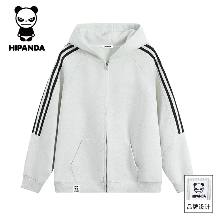 Hi Panda你好熊猫美式开衫连帽卫衣男士秋季新款宽松百搭休闲外套