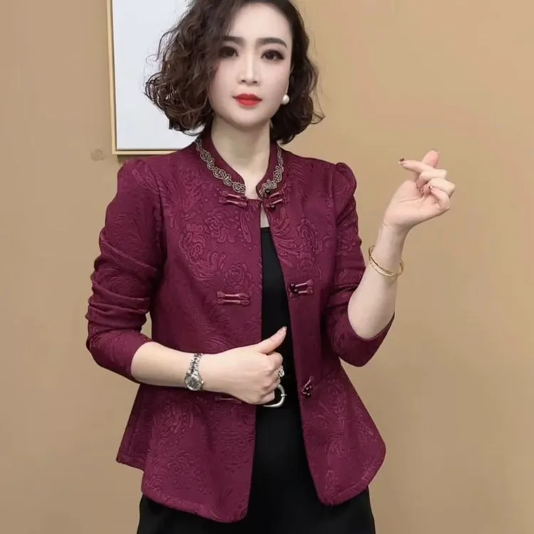 2025新品时尚洋气百搭显瘦绣花中国风民族风减龄气质女外套短款