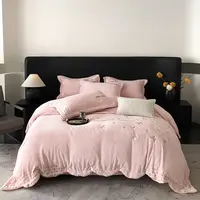 高克重超暖暖系类 法式立体边刺绣工艺款牛奶绒四件套 AL偏偏起舞