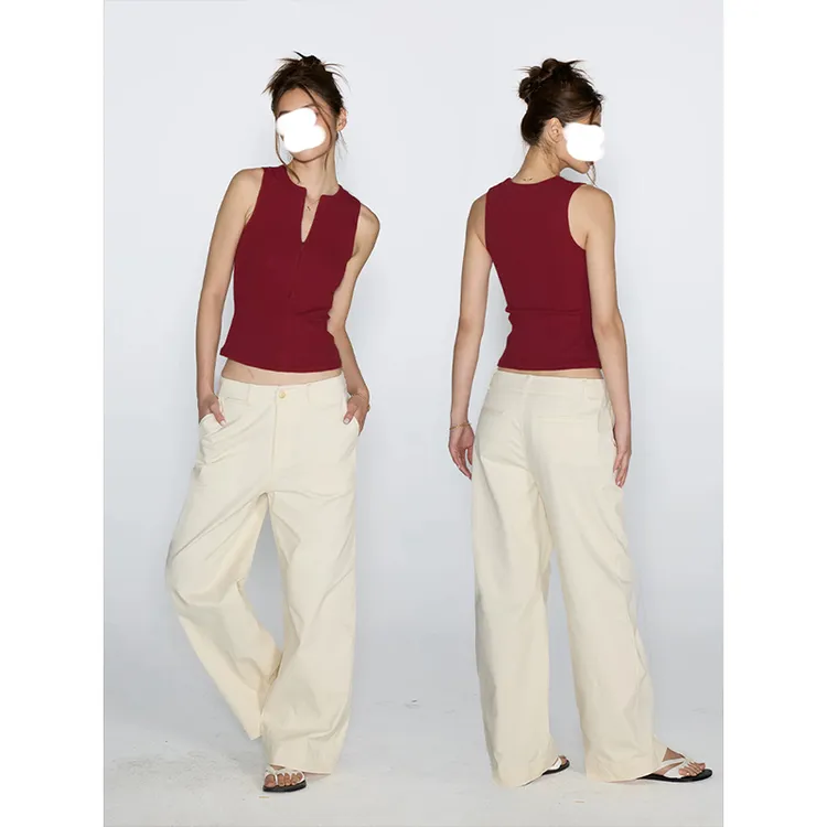 Moses Queen/魔西女王辣妹性感拉链无袖上衣女夏修身显瘦打底背心