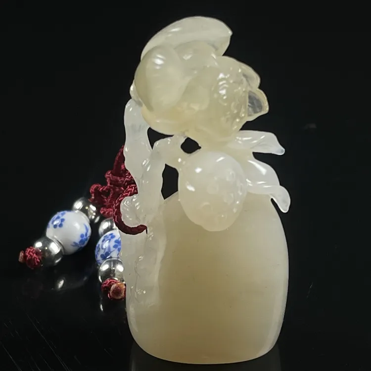 寿山石荔枝冻印章姓名章闲章莲花立体雕刻