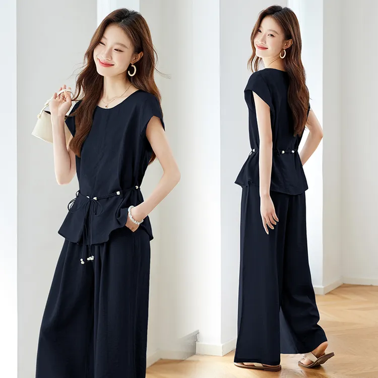 现货！套装女2025年夏季新款两件套套装阔腿裤女