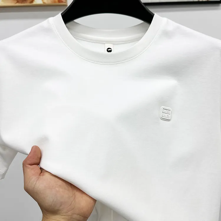 CATIA SELI圆领男士夏装短袖t恤青年休闲上衣长绒棉透气时尚半袖