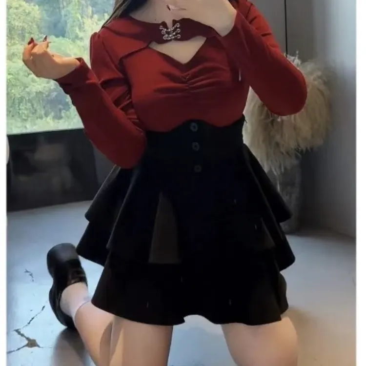 大码时尚百搭束腰半身裙女新款高腰蛋糕裙胖MM显瘦遮肉洋气裙子