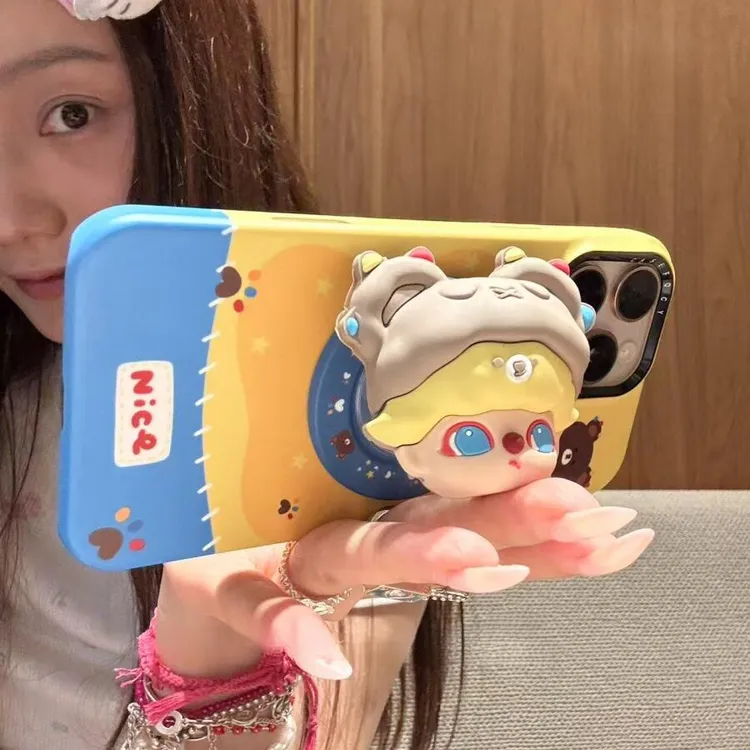 可爱小熊头套dimo男孩磁吸适用苹果16promax手机壳15保护套14菲林