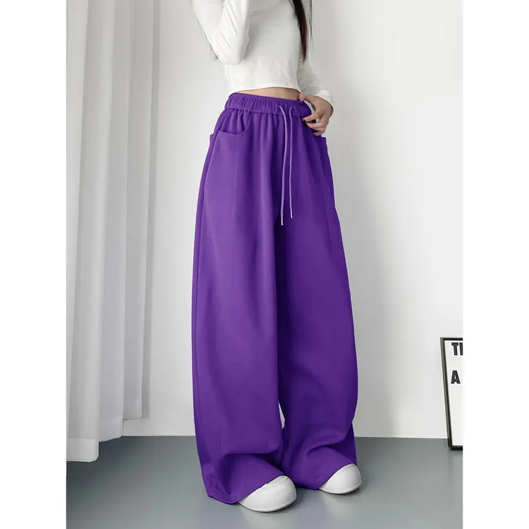 哥弟阿玛施正品高腰显瘦松弛感休闲阔腿裤女秋季大码胖mm梨形身材