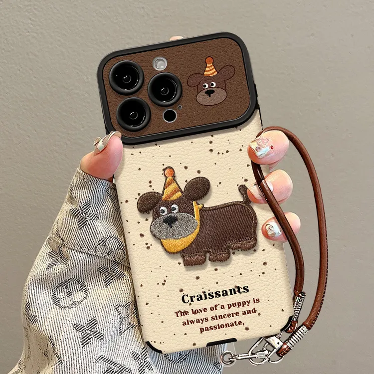 斑点狗公仔适用苹果17华为vivo/oppo小米iPhone16视窗贴皮手机壳