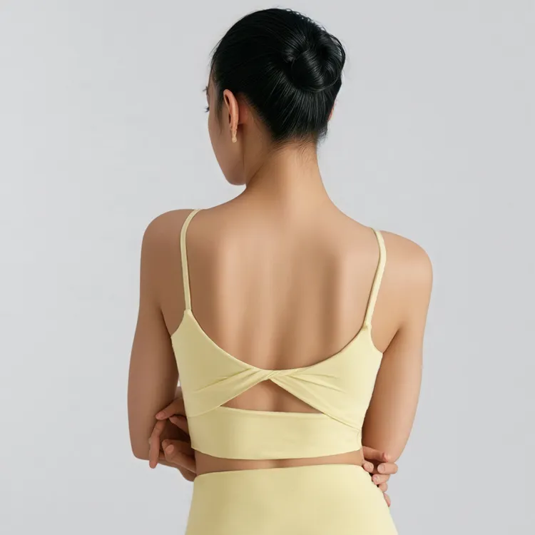 无钢圈瑜伽文胸女镂空美背扭结防震聚拢跑步运动内衣可外穿背心式