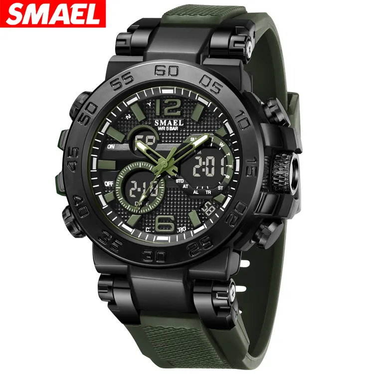 SMAEL8106合金运动多功能炫酷双显男表防水运动潮流夜光电子手表商品图
