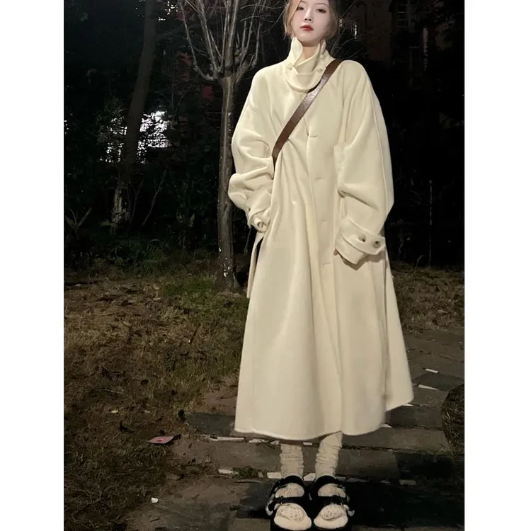 2025新款韩系呢子大衣女冬季小个子赫本风长款毛呢时尚气质外套女