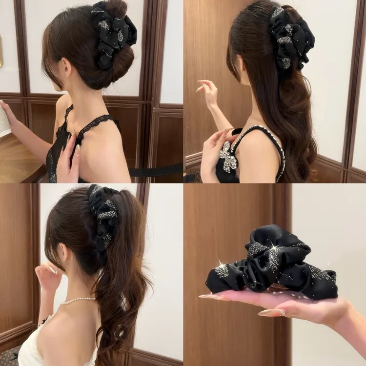 轻奢闪钻云朵抓夹高级感百搭发卡鲨鱼夹后脑勺马尾夹闪闪发饰女