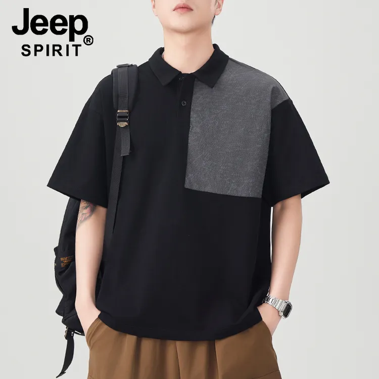 JEEP SPIRIT吉普POLO衫男2025年春夏新款宽松短袖撞色T恤休闲上衣