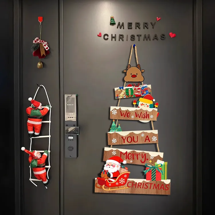 2026新款圣诞节店铺门口场景挂件装饰圣诞树橱窗墙面挂饰氛围布置