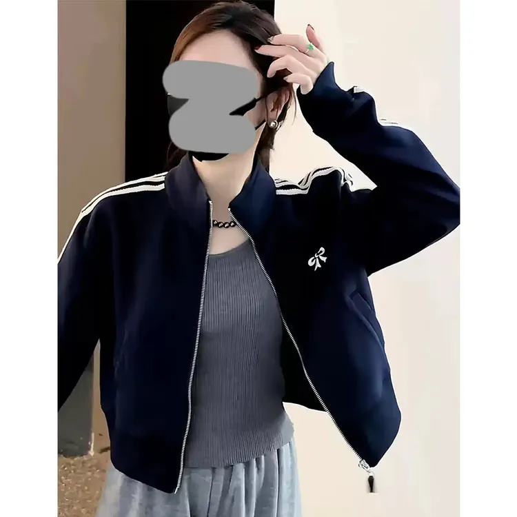 韩版三条杠短款外套女秋季新款小个子独特超好看韩系chic别致上衣