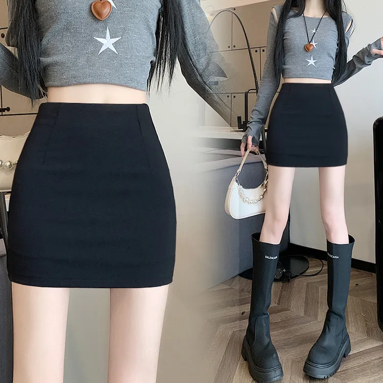 性感包臀裙秋冬季新款短裙显瘦半身裙弹力高腰一步裙西装职业裙子