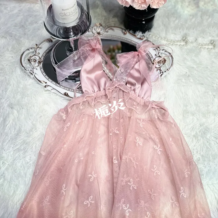 【栀炎】纯欲三色珍珠款连衣裙