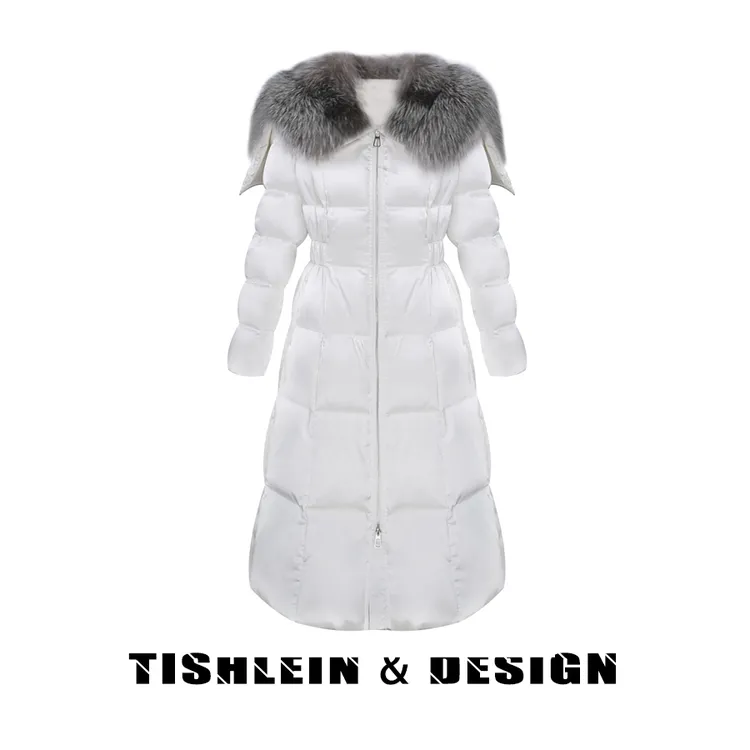 ZH高端定制【琥珀】千金风长款女冬季女士银狐领可脱95白鹅绒秋