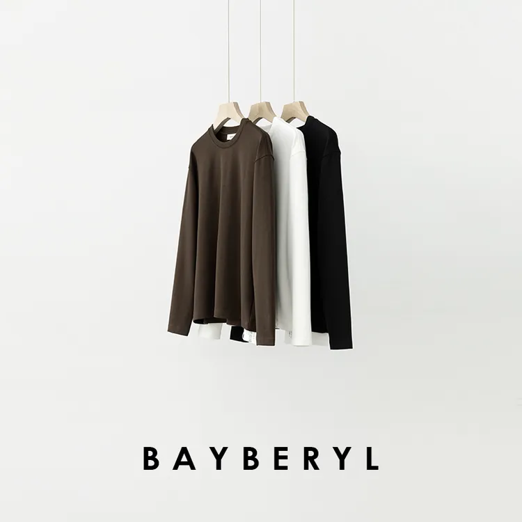 CC12-BAYBERYL老贝绒感磨毛后中缝醋酸羊毛圆领秋冬T恤NT5J1001