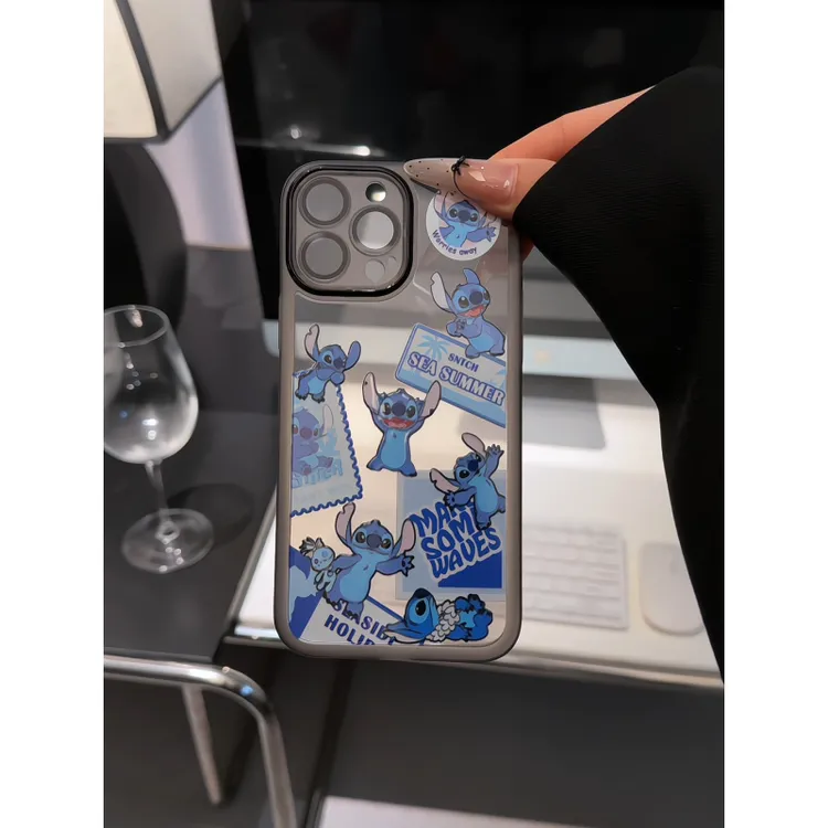 拼贴史迪仔适用苹果17pro手机壳16pm金属镜框华为p荣耀小众小米15