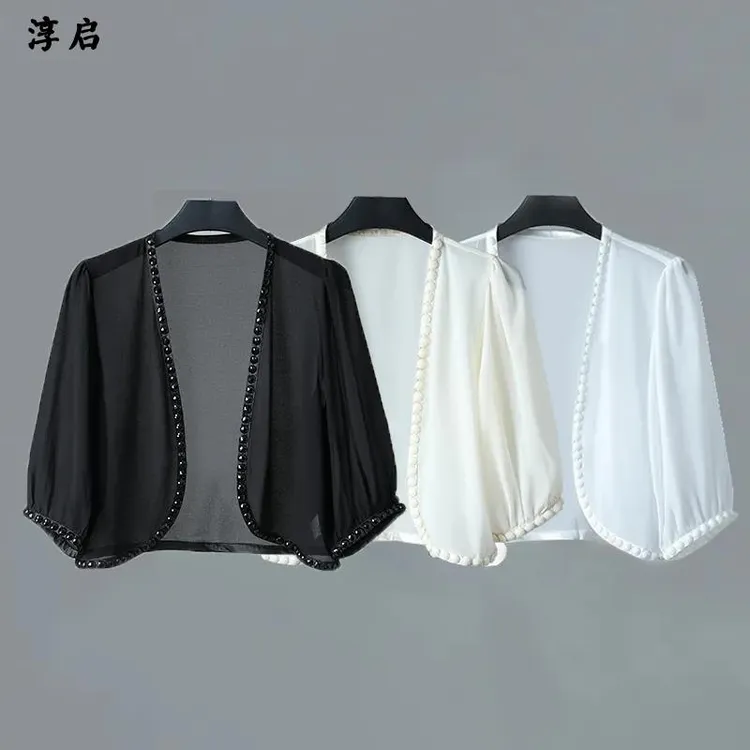 淳启防晒衣吊带裙外搭罩衫夏季雪纺开衫女披肩短款小坎肩仙气外套