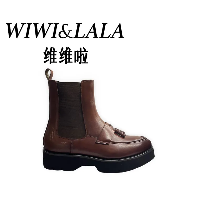 【维维啦】AW冬款牛皮尖头流苏烟筒靴绒里Y 96-01