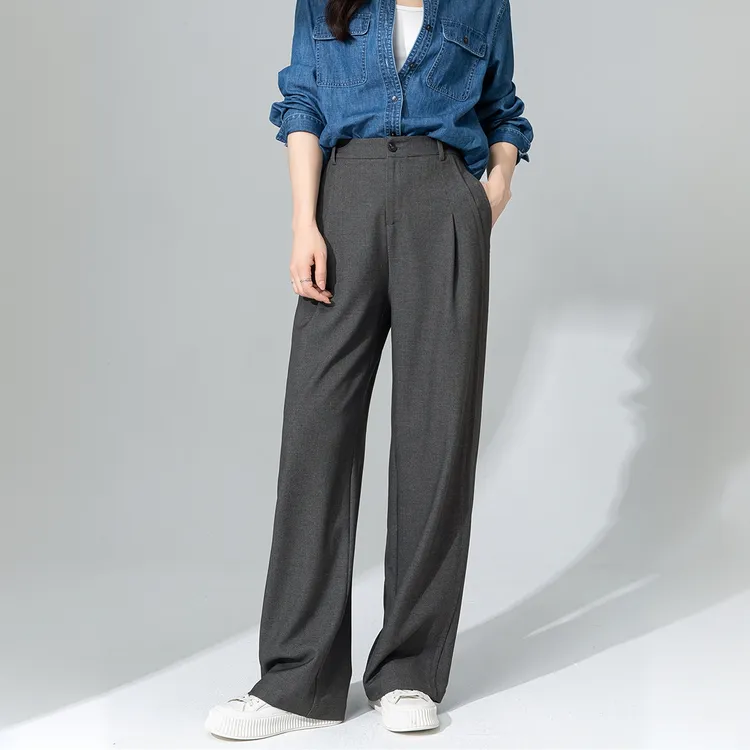 醋酸天丝西装阔腿裤女2025春季新款垂感顺滑显瘦有型休闲裤