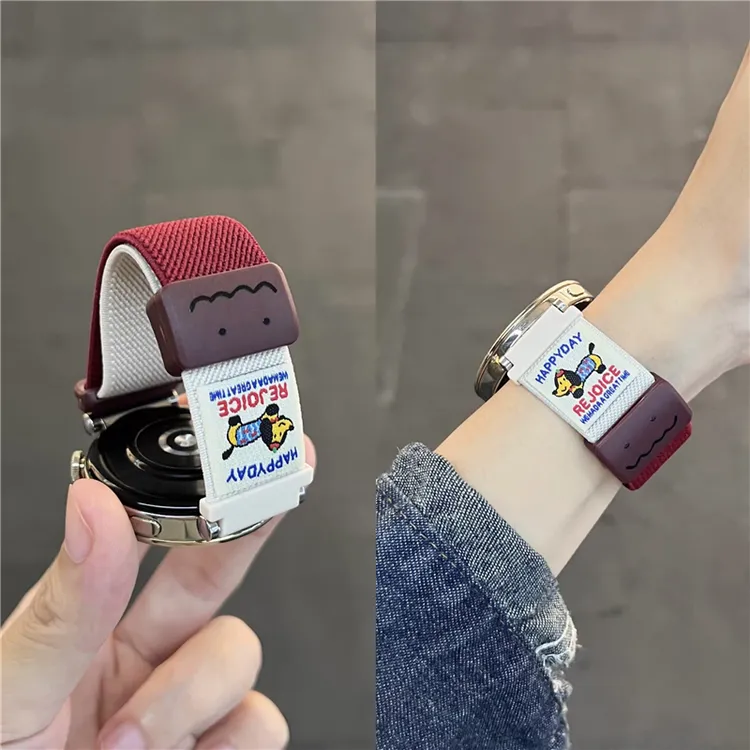 涂鸦香肠狗适用华为watch5/fit4/3表带编织磁吸扣GT6/GT5/GT3腕带