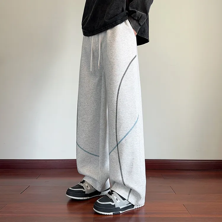 美式休闲裤子潮牌休闲裤春秋季宽松弯刀直筒运动长裤休闲运动卫裤