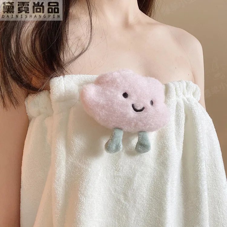 2025新款浴巾浴袍可穿式裹巾吸水速干浴裙女可爱冬季大毛巾三件套