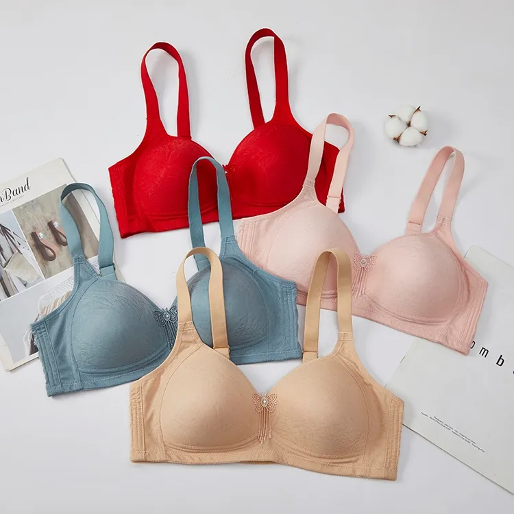 BCD夏季大胸显小薄款透气文胸全棉无钢圈妈妈内衣大码收副乳胸罩