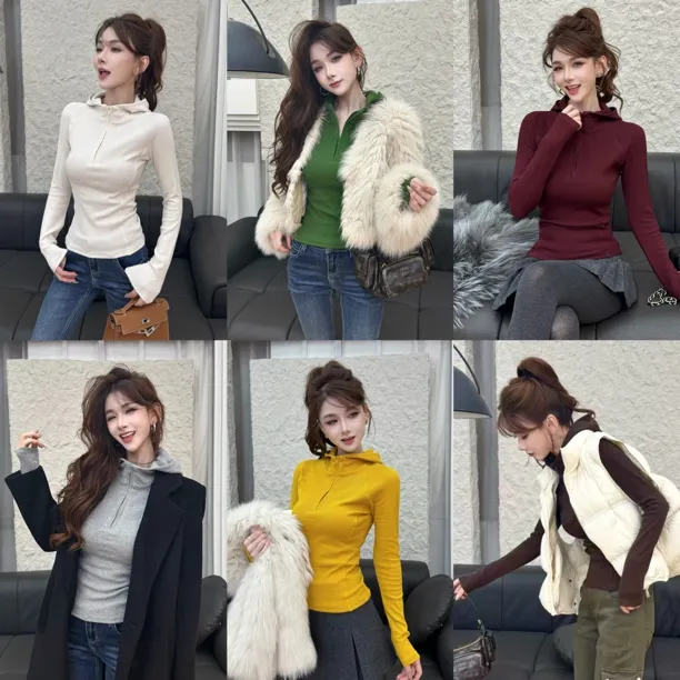 JUSTCC【人手一件】叠穿神器半拉链连帽内磨毛加厚上衣