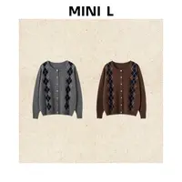 [MINI L]“miu系女孩”递进时髦精菱格绵羊毛排扣开衫