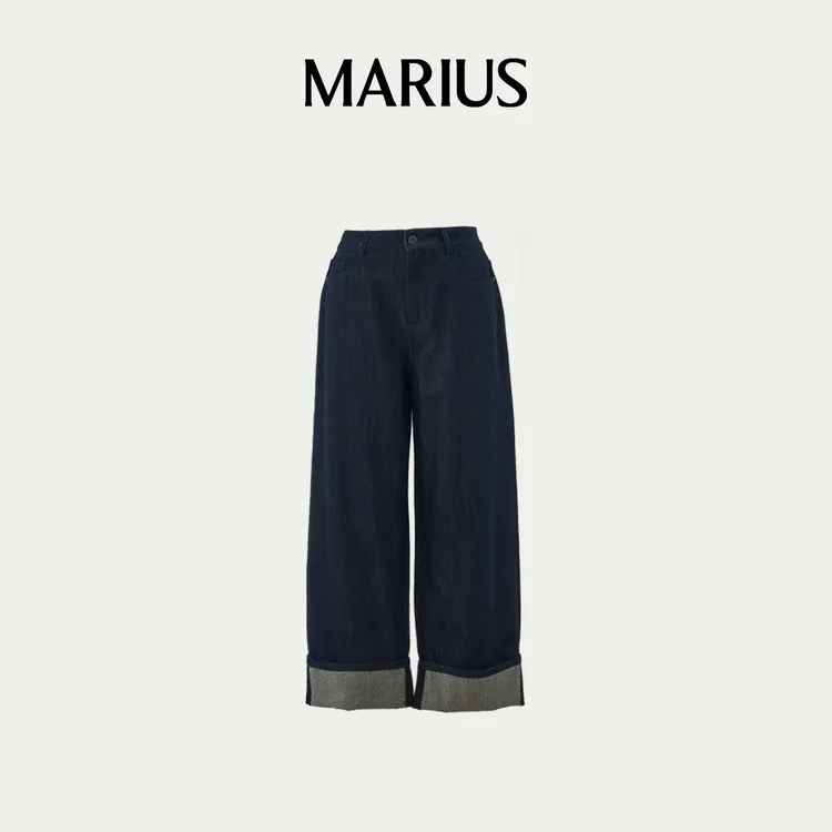 MARIUS“老爹裤”痞帅风简约通勤宽松时尚复古百搭牛仔裤