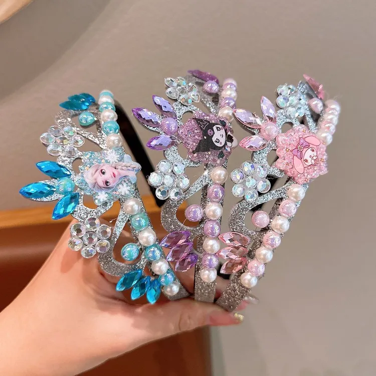 儿童公主艾莎皇冠发箍王冠卡通发饰生日礼物可爱小女孩甜美库洛米