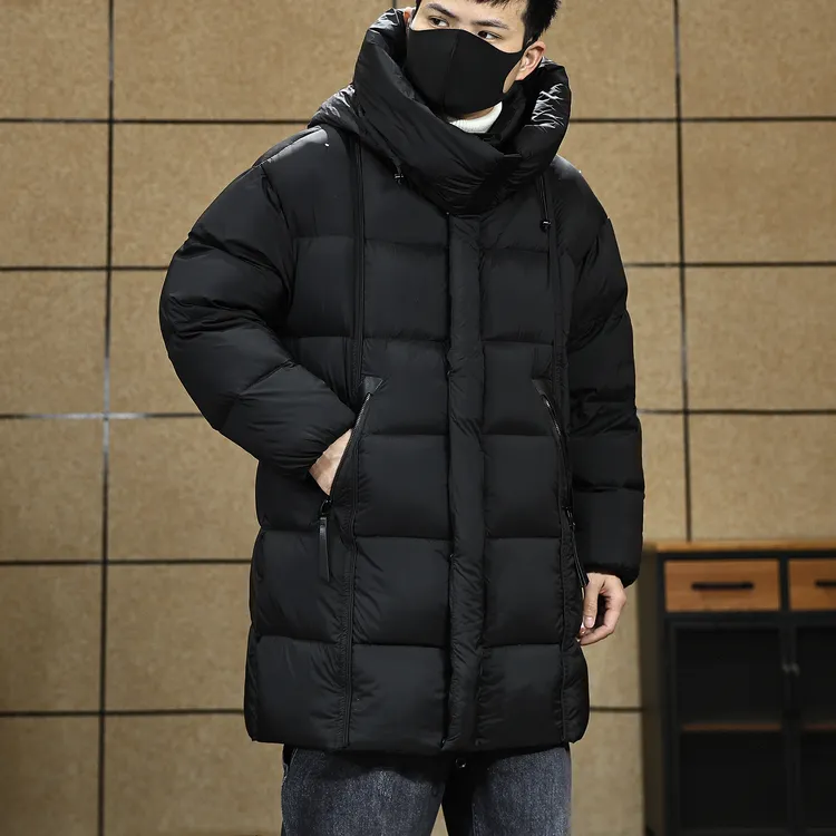 【极寒系列】冬季防寒保暖加厚羽绒服男中长款面包服连帽休闲外套