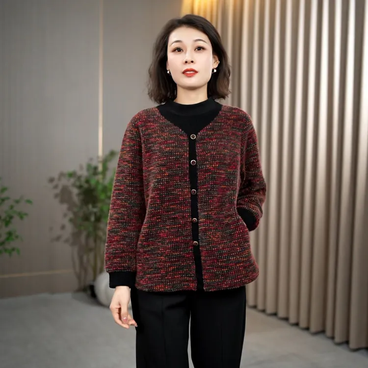 火袖G2356中老年气质女装半高领大码上衣女秋冬新款保暖长袖毛衣