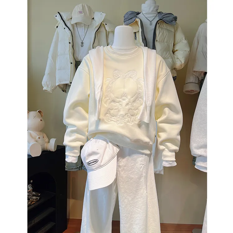 2026秋冬新款爆款卡通图案刺绣上衣女时尚小个子减龄百搭圆领卫衣